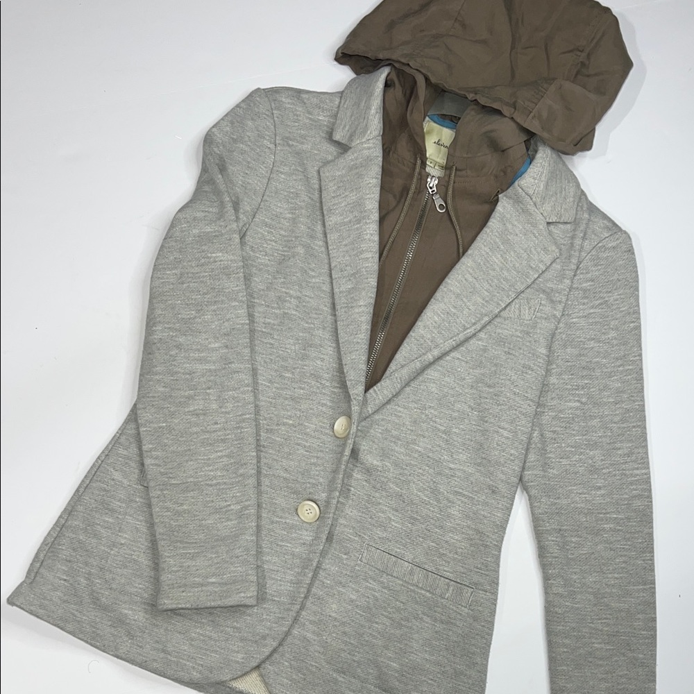 Elevenses Anthropologie Gray and Brown Jacket - Picture 3 of 9